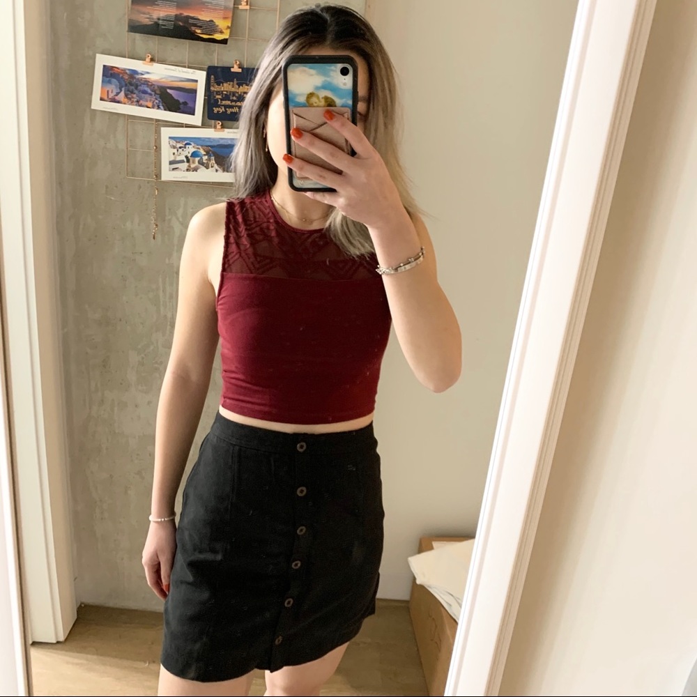 Hollister black button up skirt